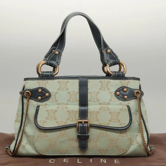 CELINE Paris Macadam Canvas Hand Bag Peppermint Auth - Picture 1 of 16